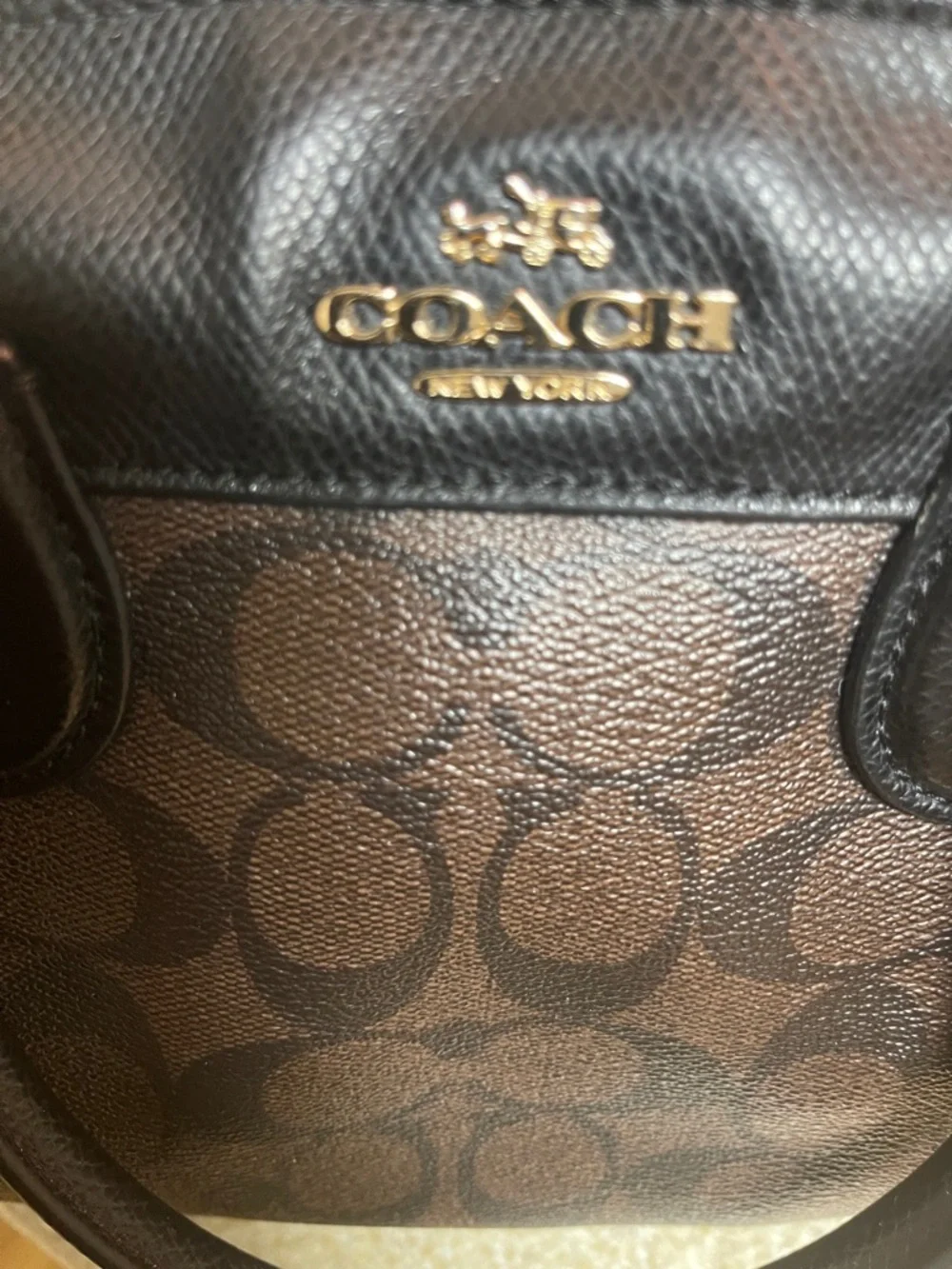 Coach Brown Signature Satchel with Black Trim and Gold Hardware - Picture 4 of 11